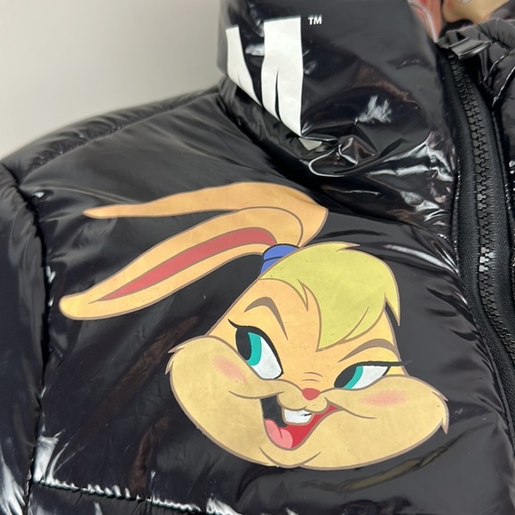 Members Only Space Jam Looney Tunes Black Puffer Jacket Size Large - Picture 4 of 16